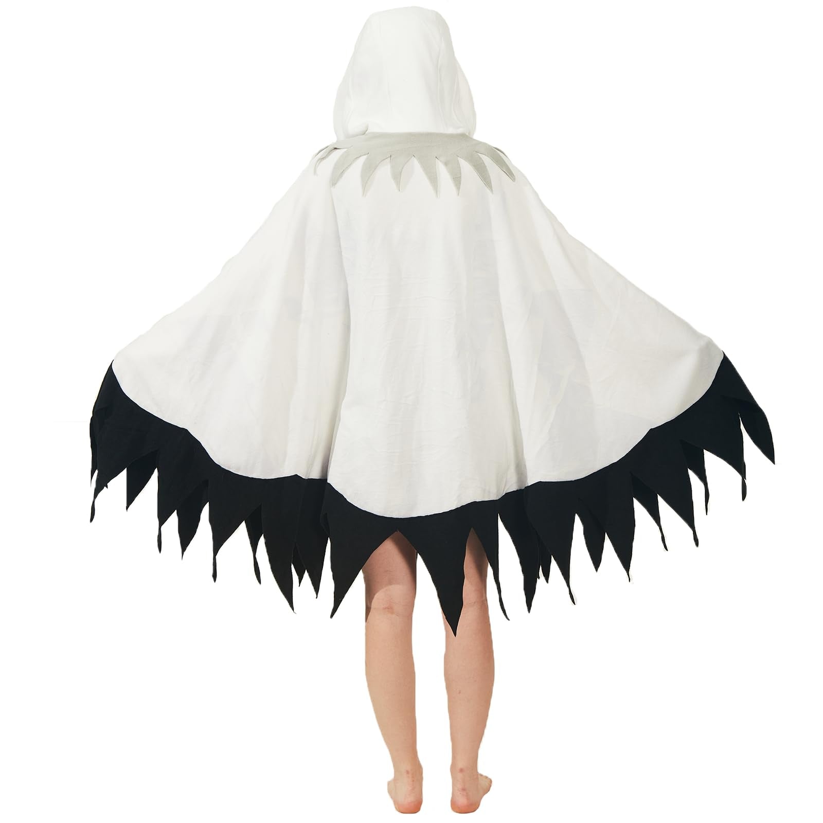 Adult Seagull Hooded Cape Costume – Winged Bird Poncho with Scalloped Hem for Halloween & Coastal-Themed Parties