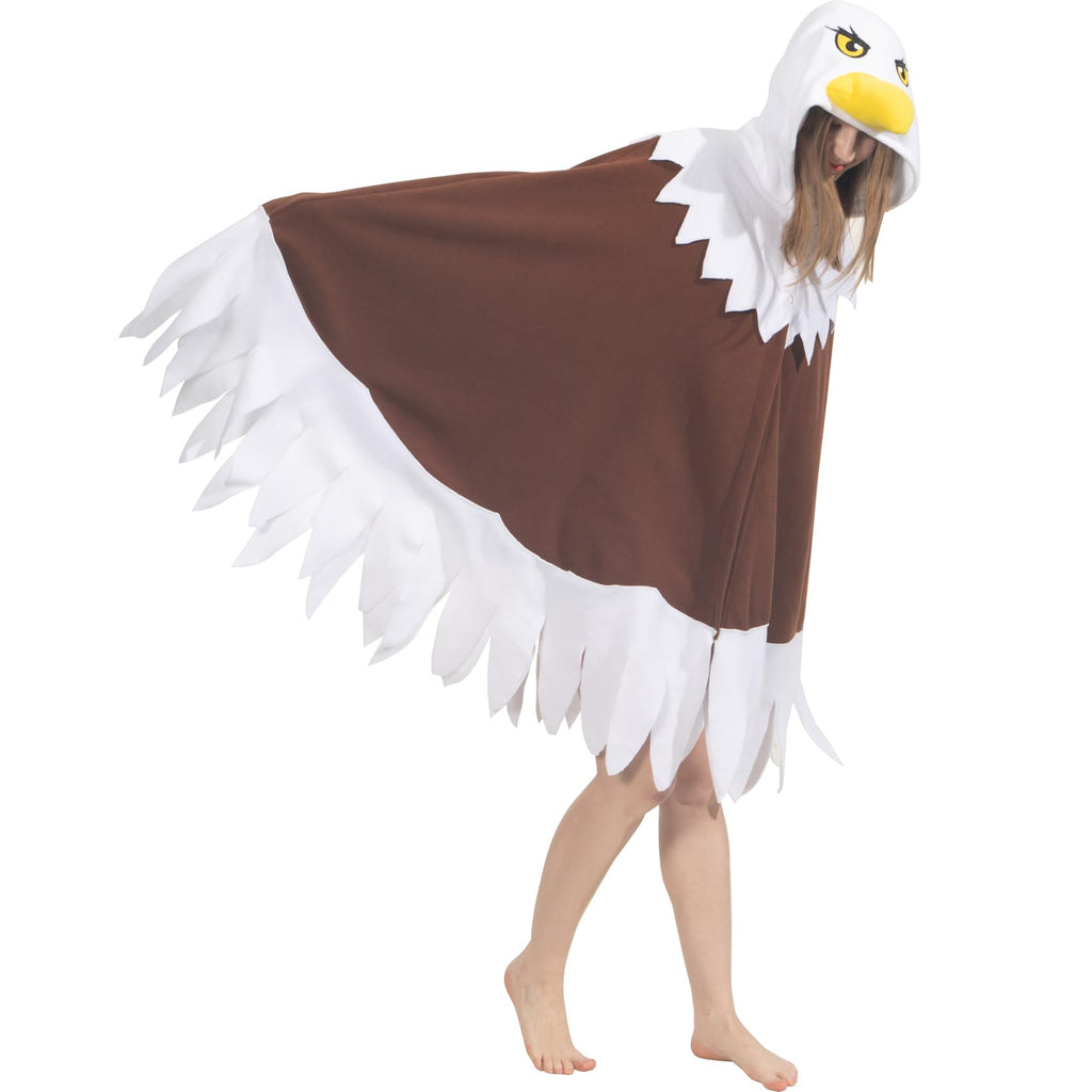 Adult Eagle Hooded Cape Costume – Bald Eagle Poncho with Wings for Independence Day & Cosplay