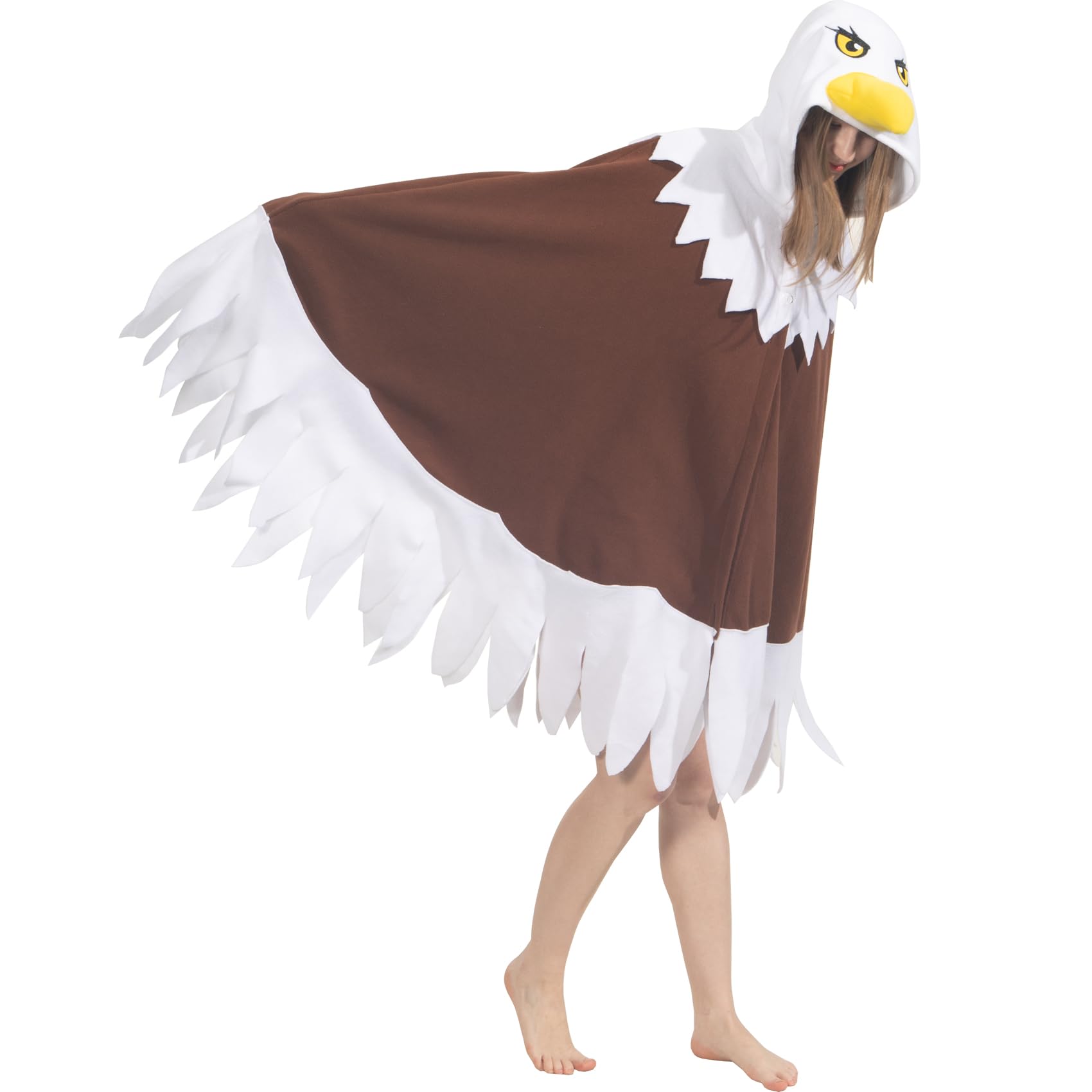 Adult Eagle Hooded Cape Costume – Bald Eagle Poncho with Wings for Independence Day & Cosplay