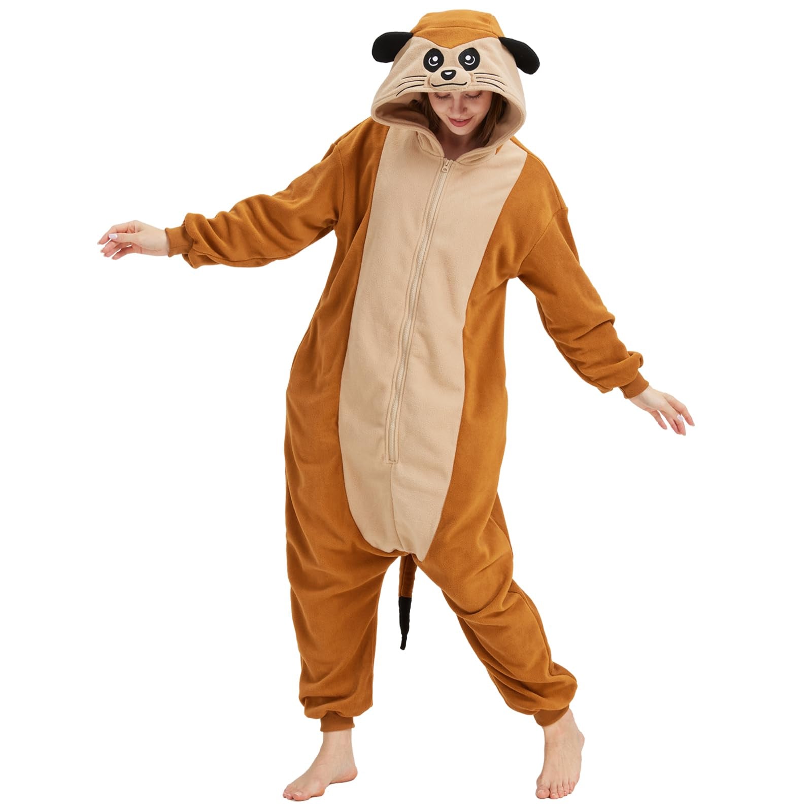 Cute Meerkat Onesie Costume – Soft Polar Fleece Animal Pajamas & Cosplay Suit