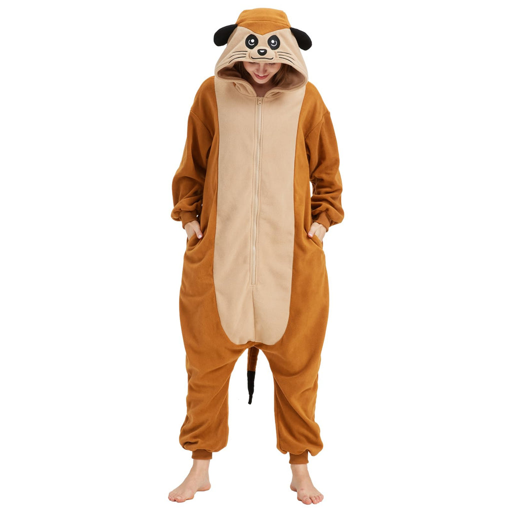 Cute Meerkat Onesie Costume – Soft Polar Fleece Animal Pajamas & Cosplay Suit