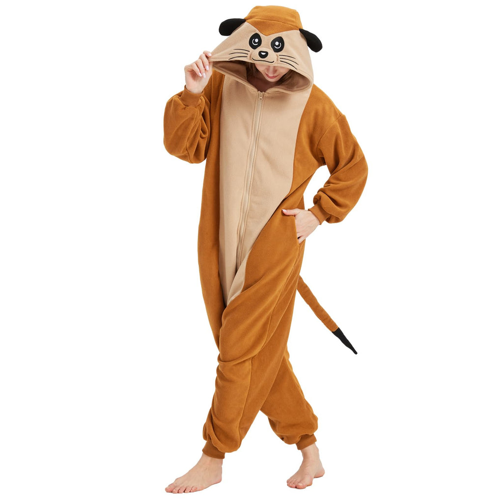 Cute Meerkat Onesie Costume – Soft Polar Fleece Animal Pajamas & Cosplay Suit