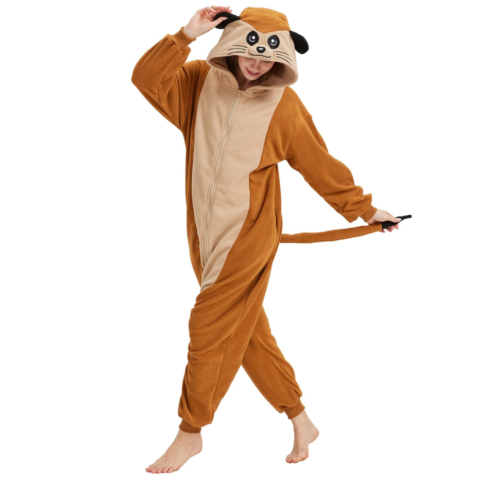Cute Meerkat Onesie Costume – Soft Polar Fleece Animal Pajamas & Cosplay Suit