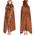 Hooded Wearable Blanket – Oversized Cozy Cape with Gloves for Adults, Unisex Flannel Fleece Throw for Lounging