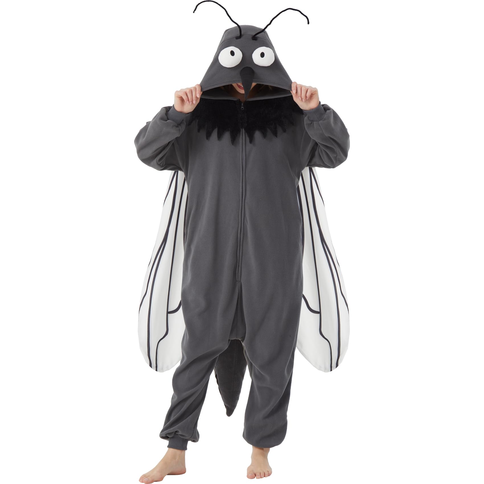 Adult Mosquito Onesie Costume – Funny Bug Pajamas with Wings, Antennae & Proboscis for Halloween & Cosplay