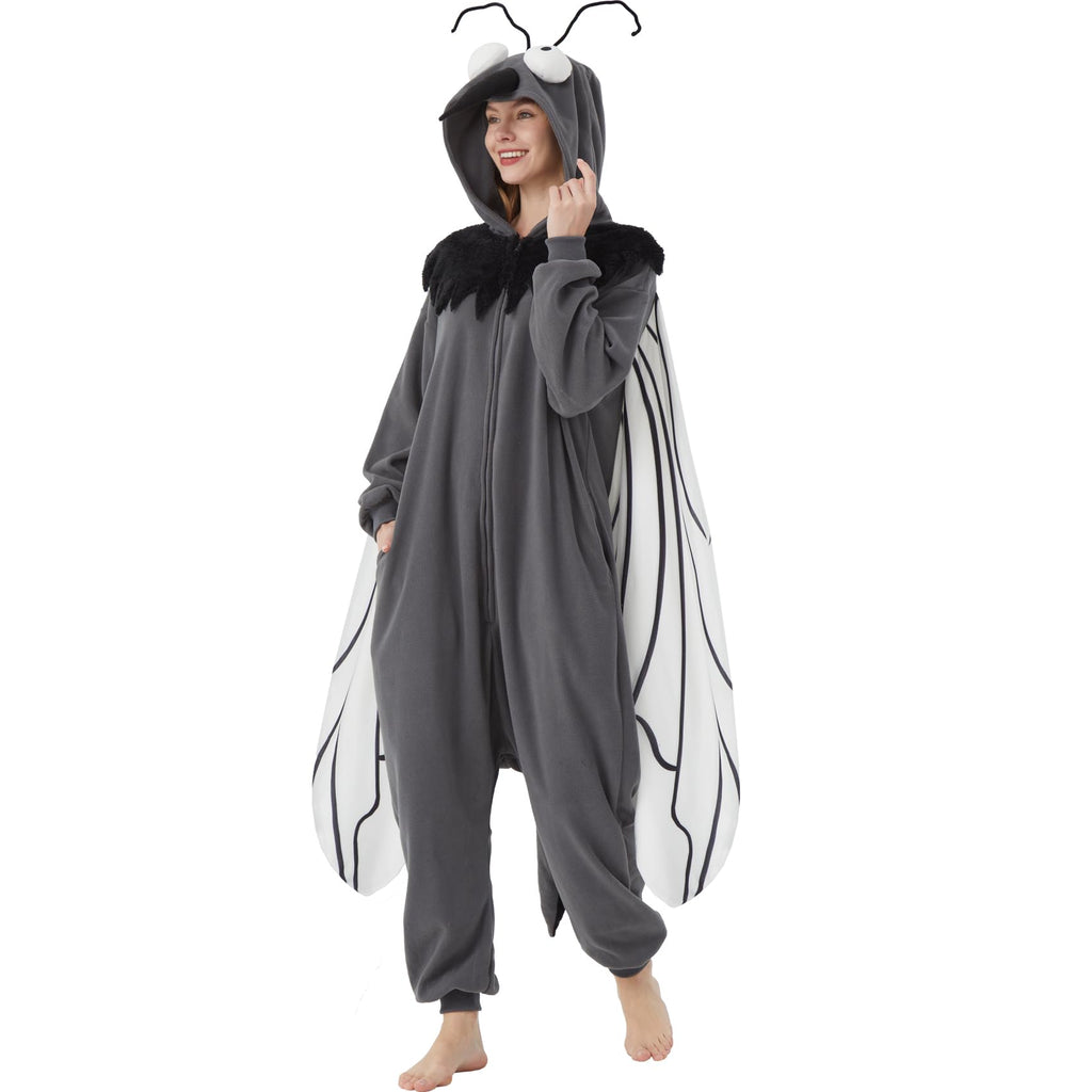 Adult Mosquito Onesie Costume – Funny Bug Pajamas with Wings, Antennae & Proboscis for Halloween & Cosplay