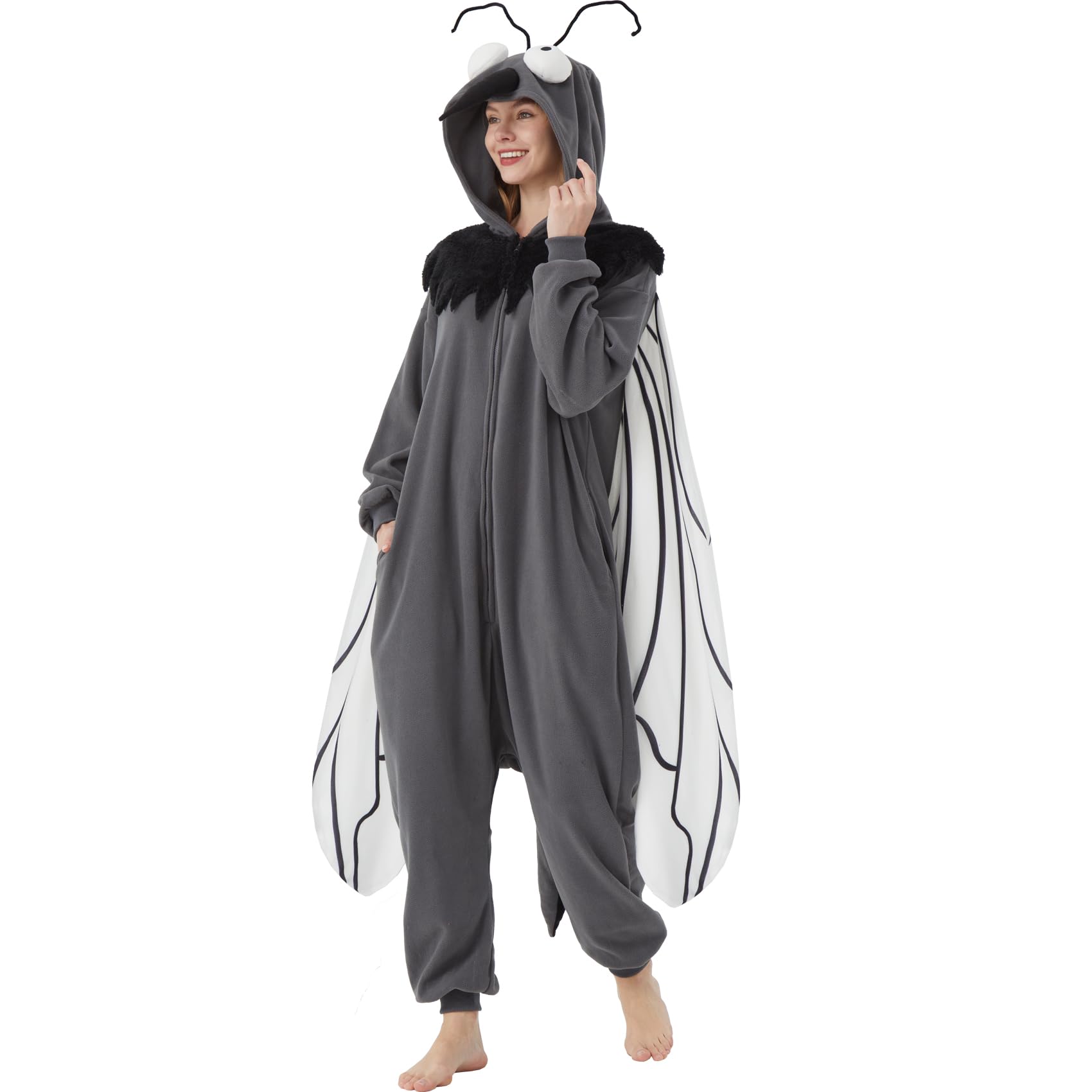 Adult Mosquito Onesie Costume – Funny Bug Pajamas with Wings, Antennae & Proboscis for Halloween & Cosplay