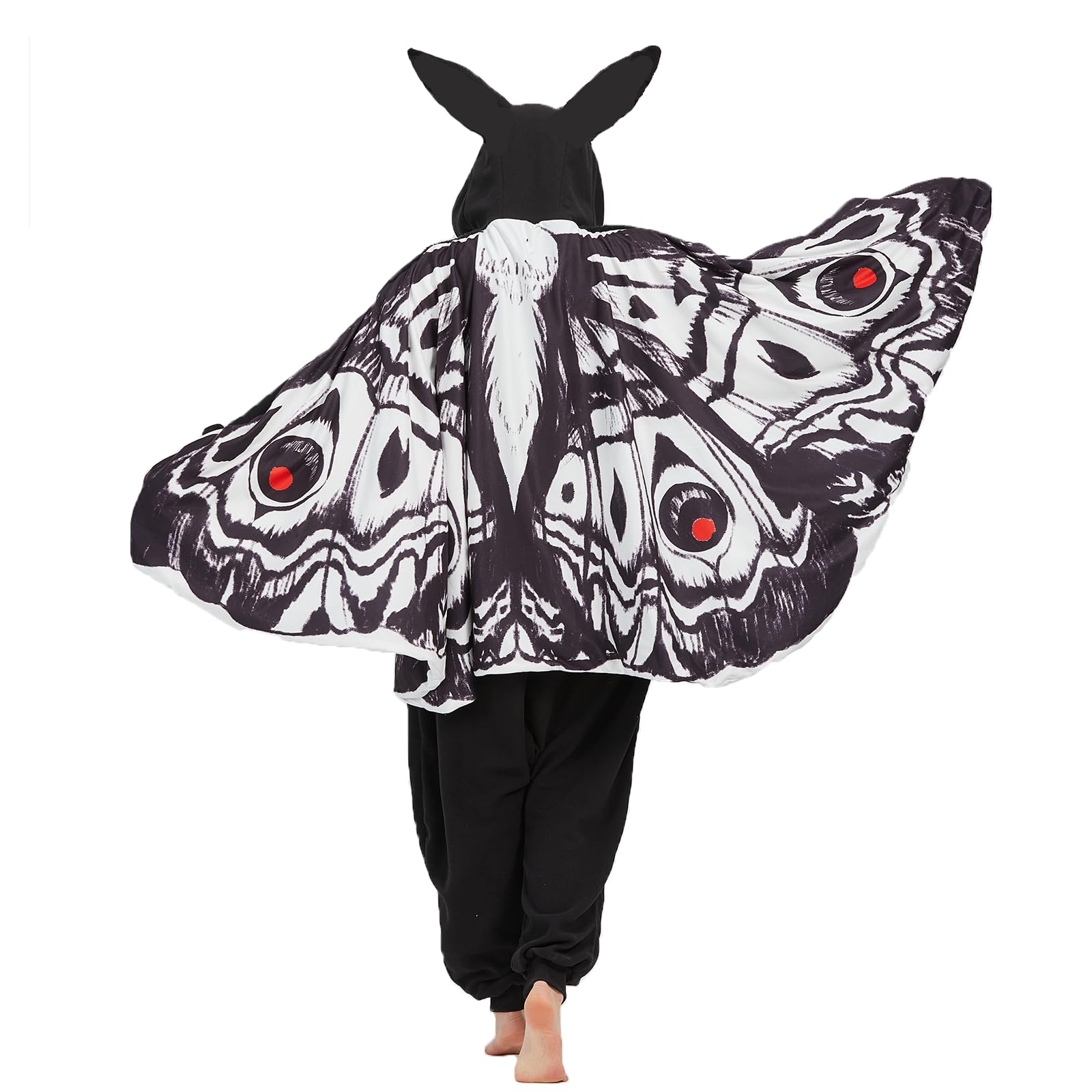 Adult Mothman Onesie Costume – Cryptid Creature Pajamas with Wings, Eyes & Ears for Halloween & Cosplay