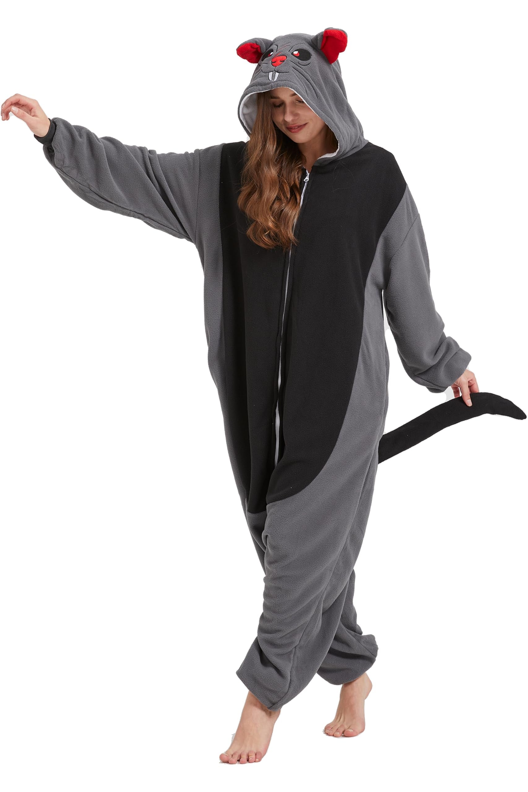 Unisex Cozy Mouse Onesie Costume – Soft Polar Fleece Halloween Pajamas & Cosplay Suit