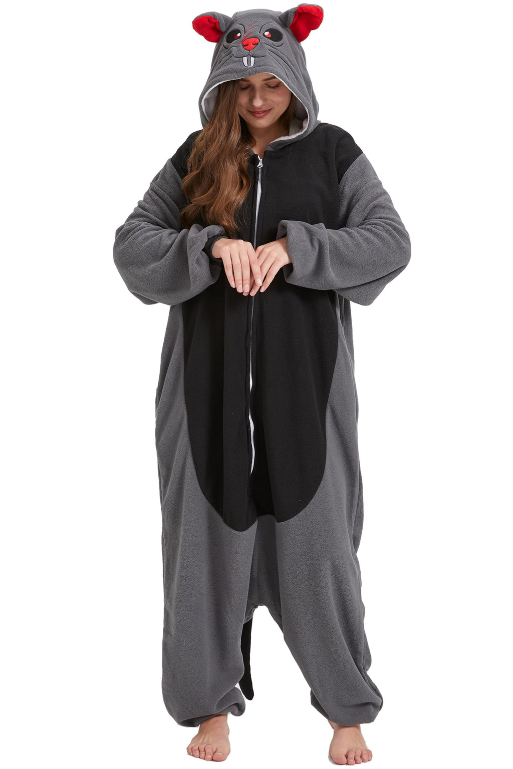Unisex Cozy Mouse Onesie Costume – Soft Polar Fleece Halloween Pajamas & Cosplay Suit
