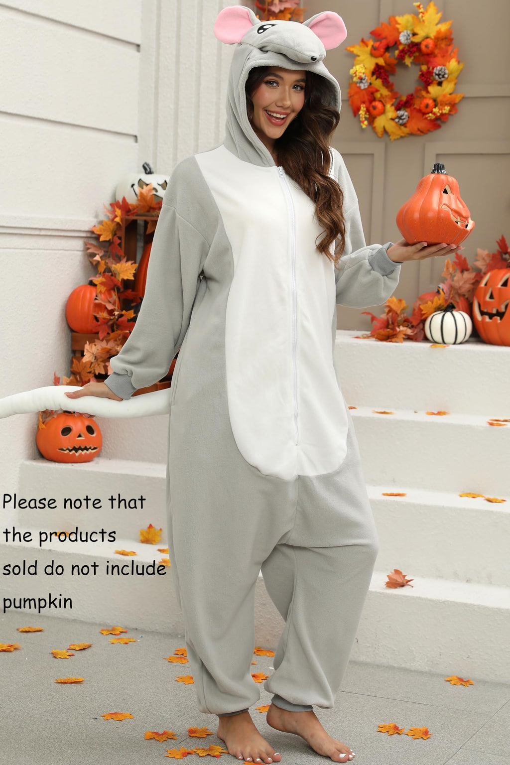 Adult Rat Mouse Onesie Costume – Mischievous Rodent Pajamas with Realistic Details for Halloween & Cosplay