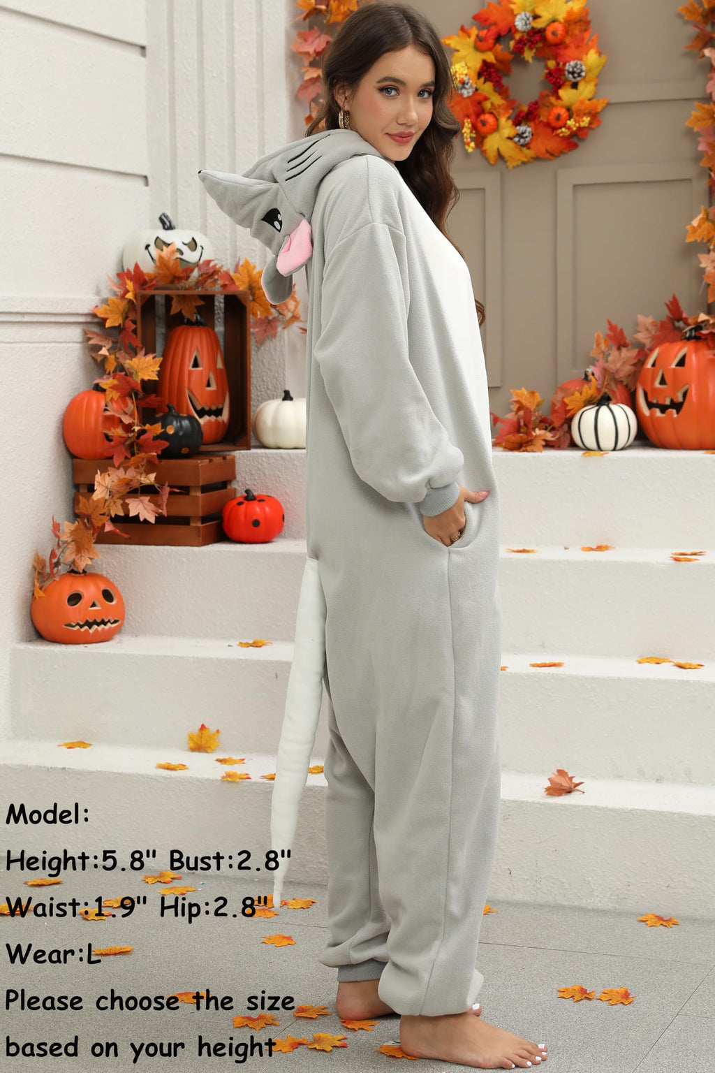 Adult Rat Mouse Onesie Costume – Mischievous Rodent Pajamas with Realistic Details for Halloween & Cosplay