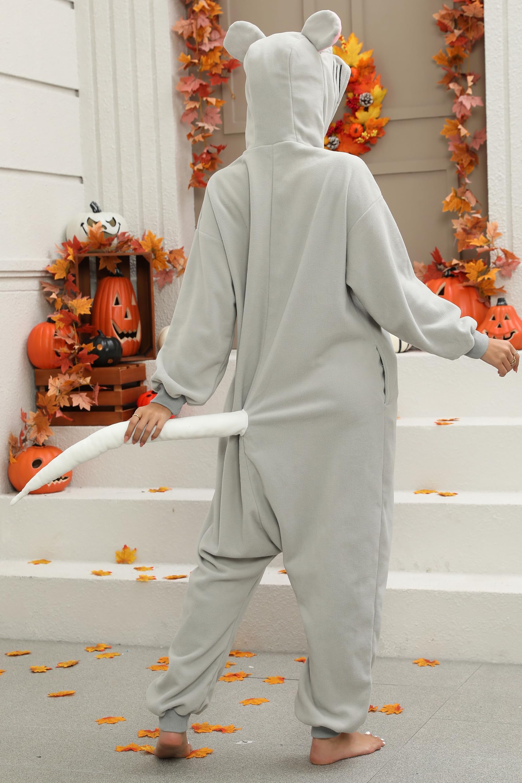 Adult Rat Mouse Onesie Costume – Mischievous Rodent Pajamas with Realistic Details for Halloween & Cosplay