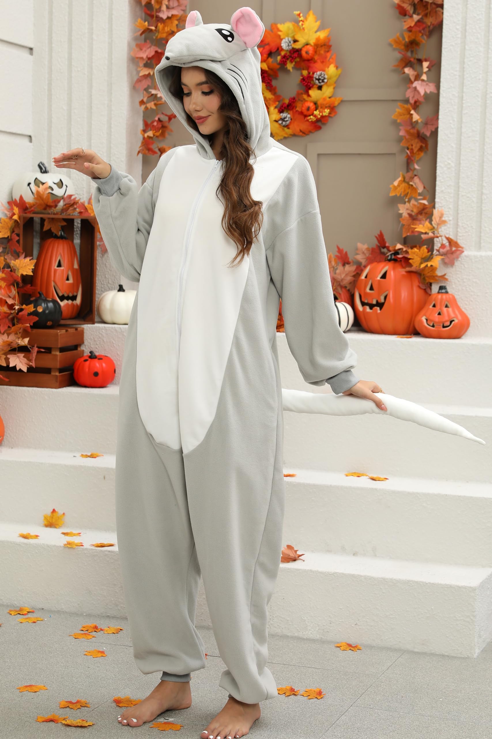 Adult Rat Mouse Onesie Costume – Mischievous Rodent Pajamas with Realistic Details for Halloween & Cosplay