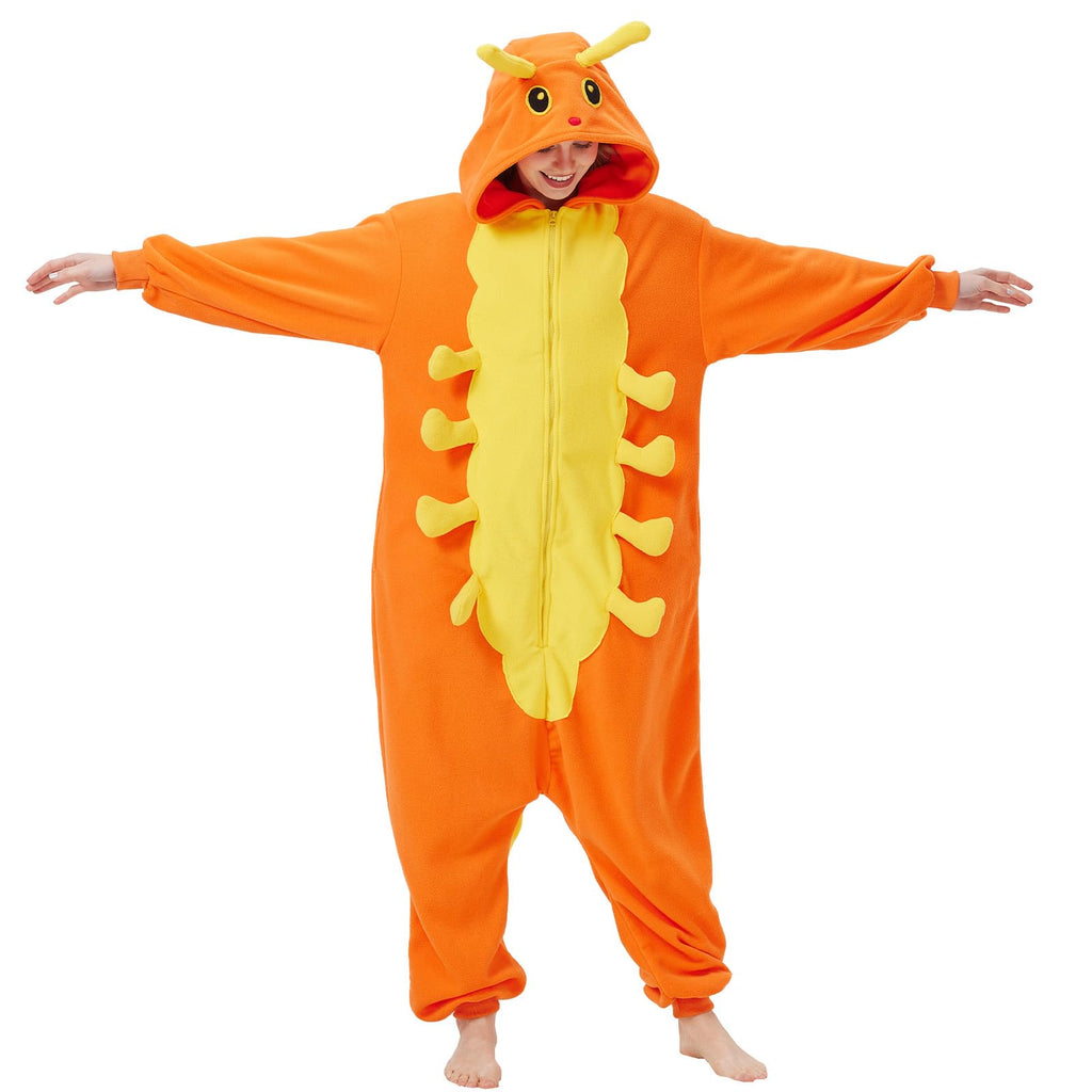 Adult Caterpillar Butterfly Onesie Costume – Metamorphosis Pajamas with Hidden Wings for Halloween & Cosplay