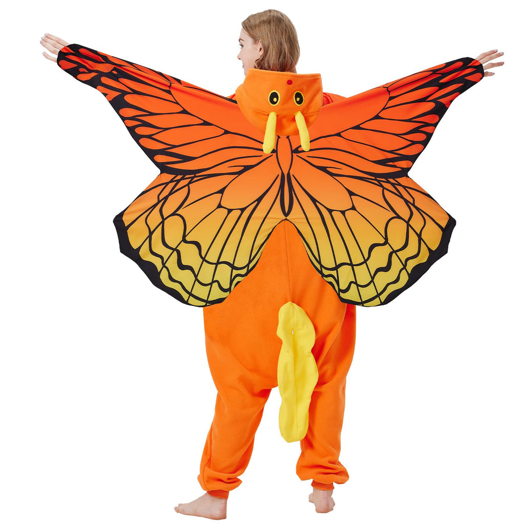 Adult Caterpillar Butterfly Onesie Costume – Metamorphosis Pajamas with Hidden Wings for Halloween & Cosplay