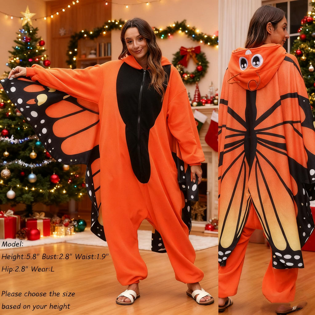 Adult Butterfly Onesie Costume – Purple Wings Plush Pajamas for Women, Enchanting Cosplay & Halloween Wear