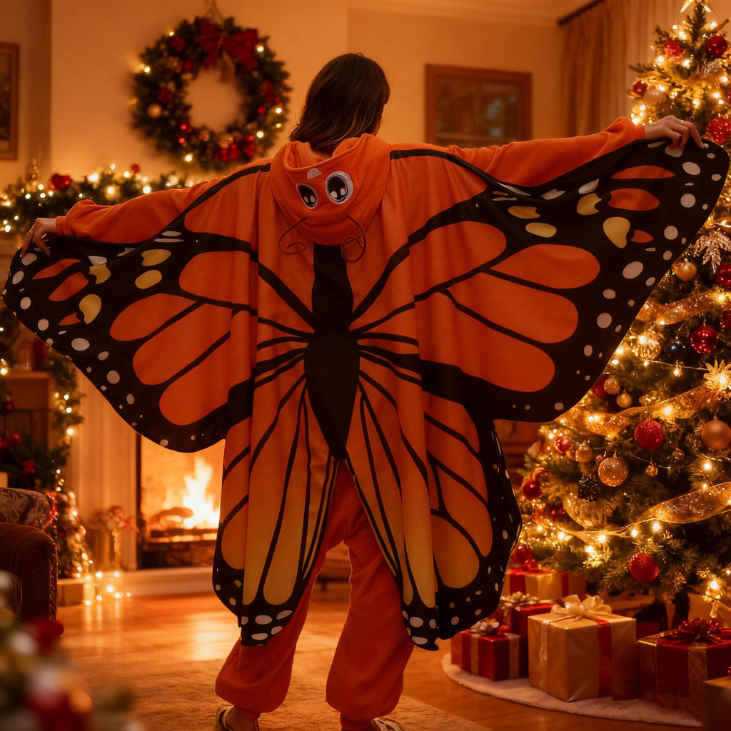 Adult Butterfly Onesie Costume – Purple Wings Plush Pajamas for Women, Enchanting Cosplay & Halloween Wear