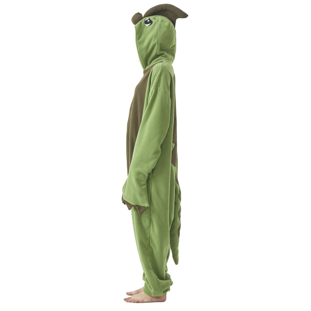 Adult Parasaurolophus Onesie Costume – Duck-Billed Dinosaur Pajamas with Iconic Head Crest for Halloween & Cosplay