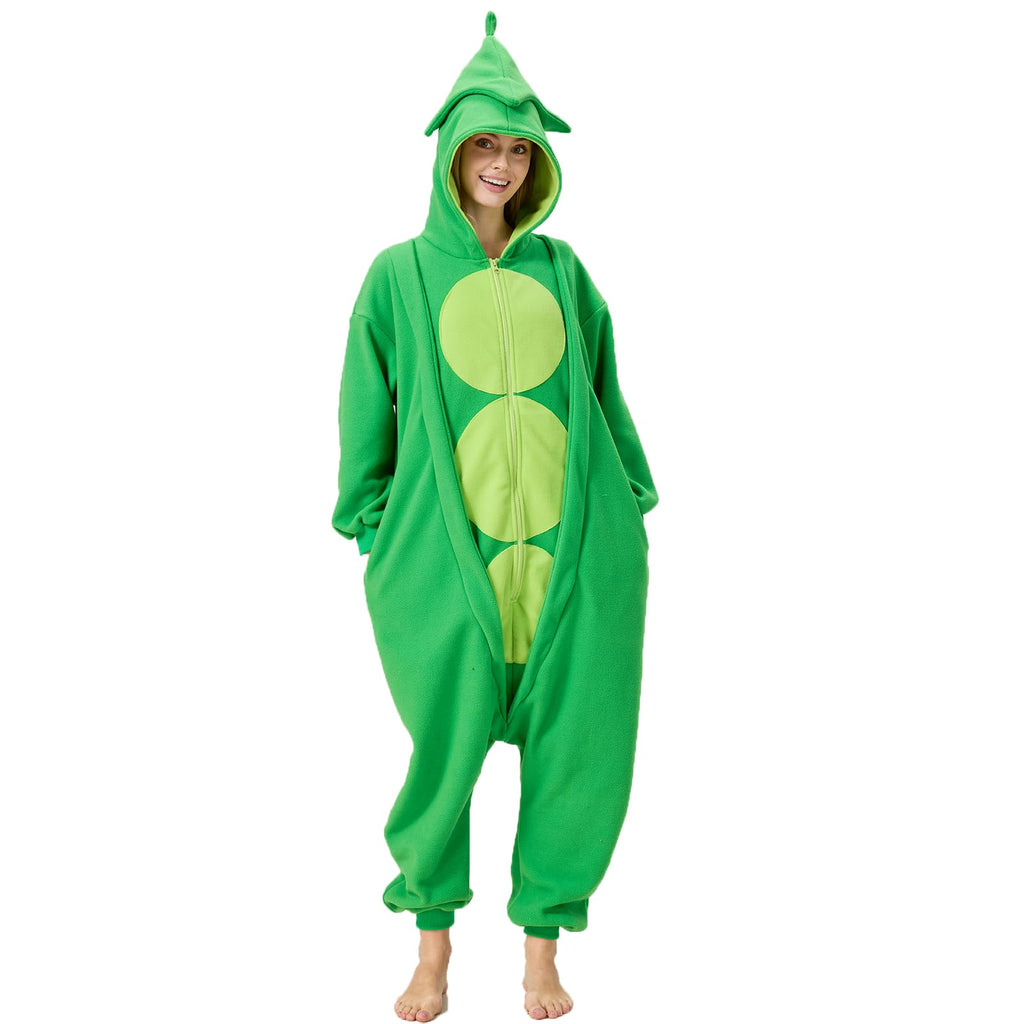 Funny Pea Onesie – Soft Polar Fleece Peapod Pajama Costume