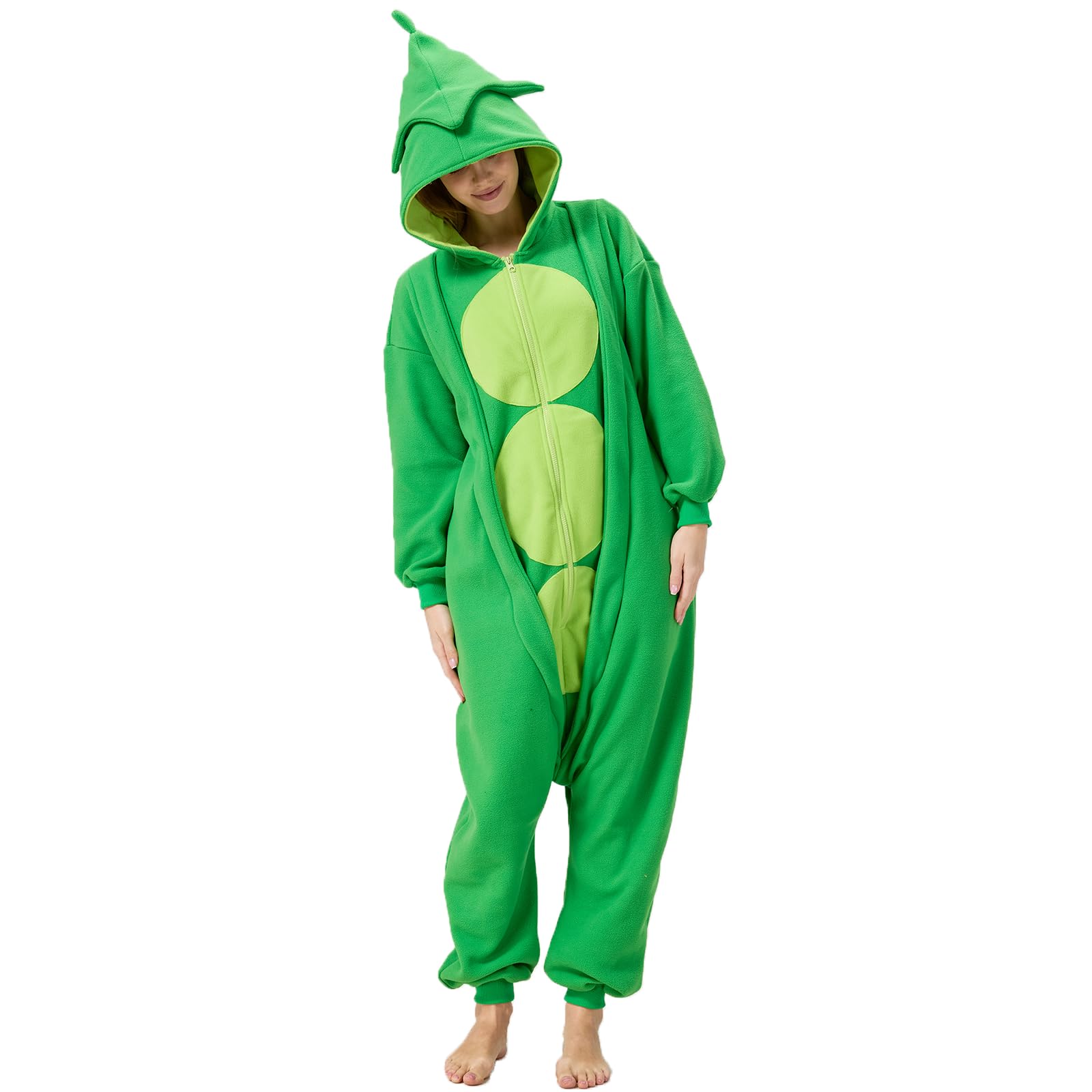 Funny Pea Onesie – Soft Polar Fleece Peapod Pajama Costume