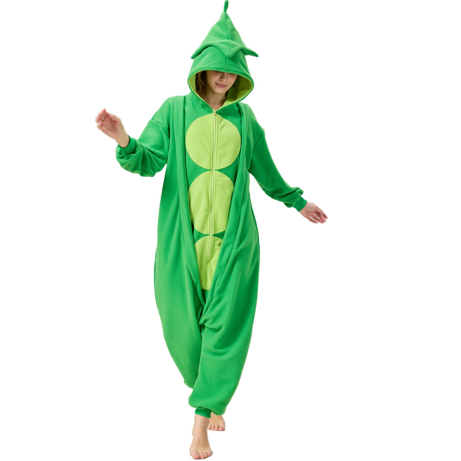 Funny Pea Onesie – Soft Polar Fleece Peapod Pajama Costume