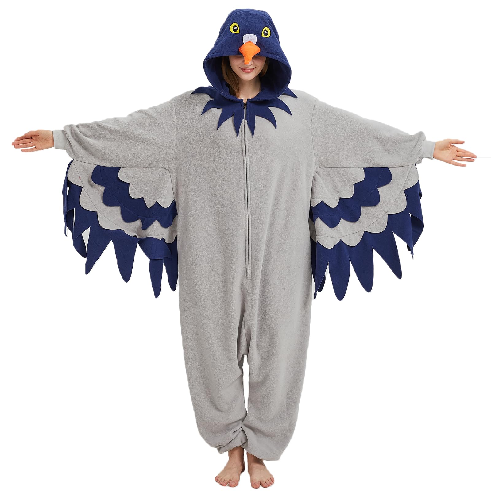 Adult Pigeon Onesie Costume – Realistic Bird Pajamas with Wings & Tail for Halloween & Cosplay