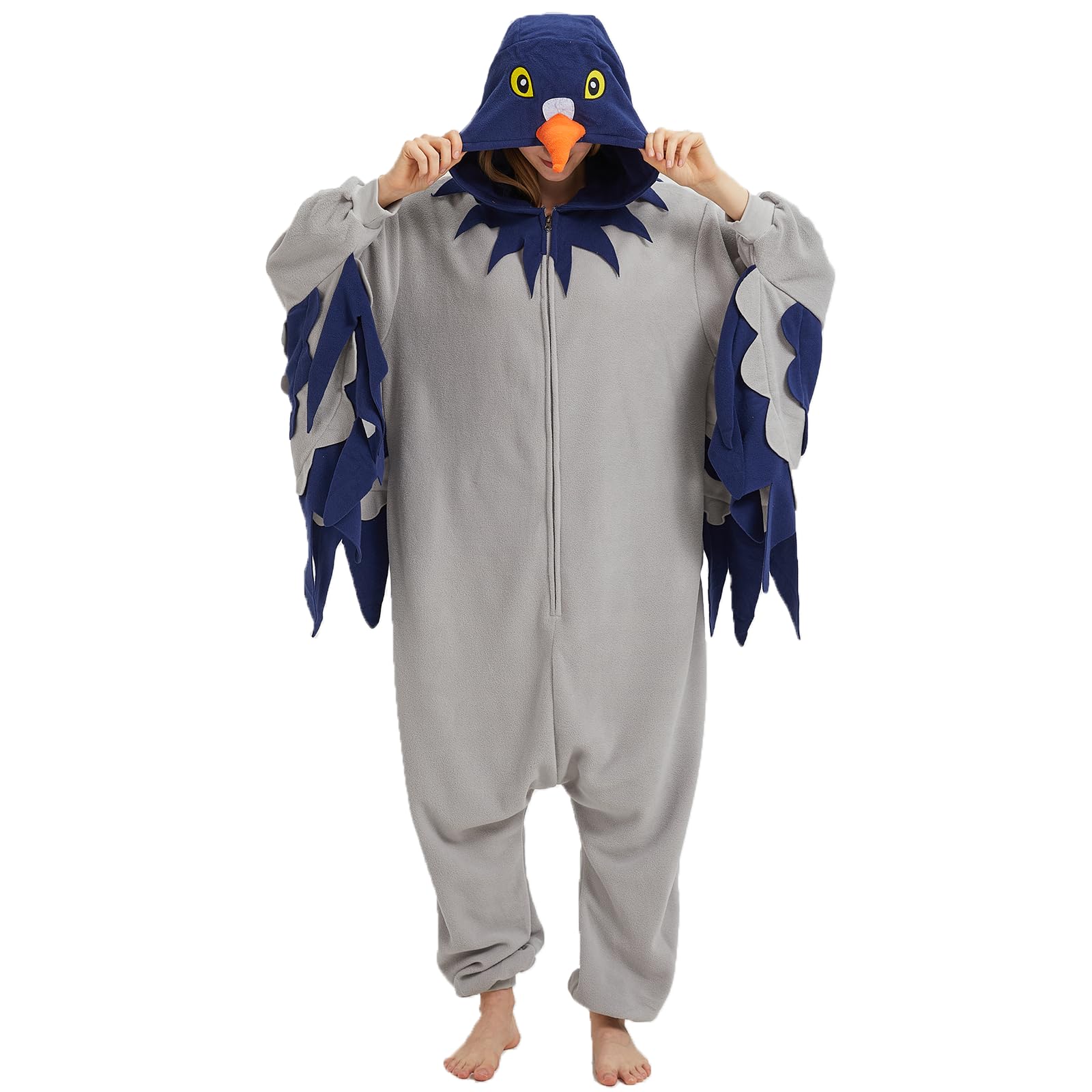 Adult Pigeon Onesie Costume – Realistic Bird Pajamas with Wings & Tail for Halloween & Cosplay