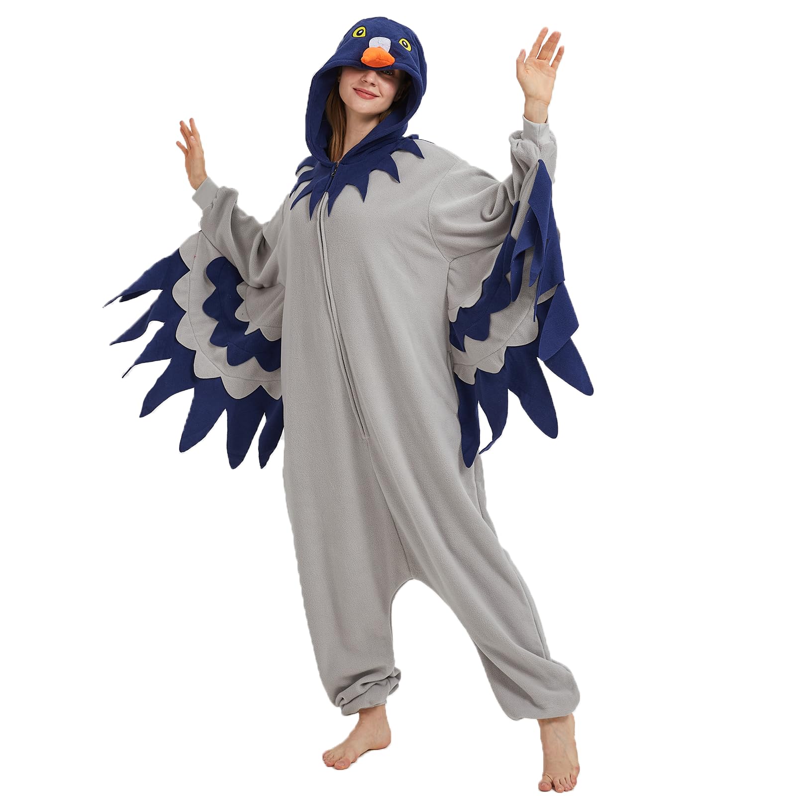 Adult Pigeon Onesie Costume – Realistic Bird Pajamas with Wings & Tail for Halloween & Cosplay