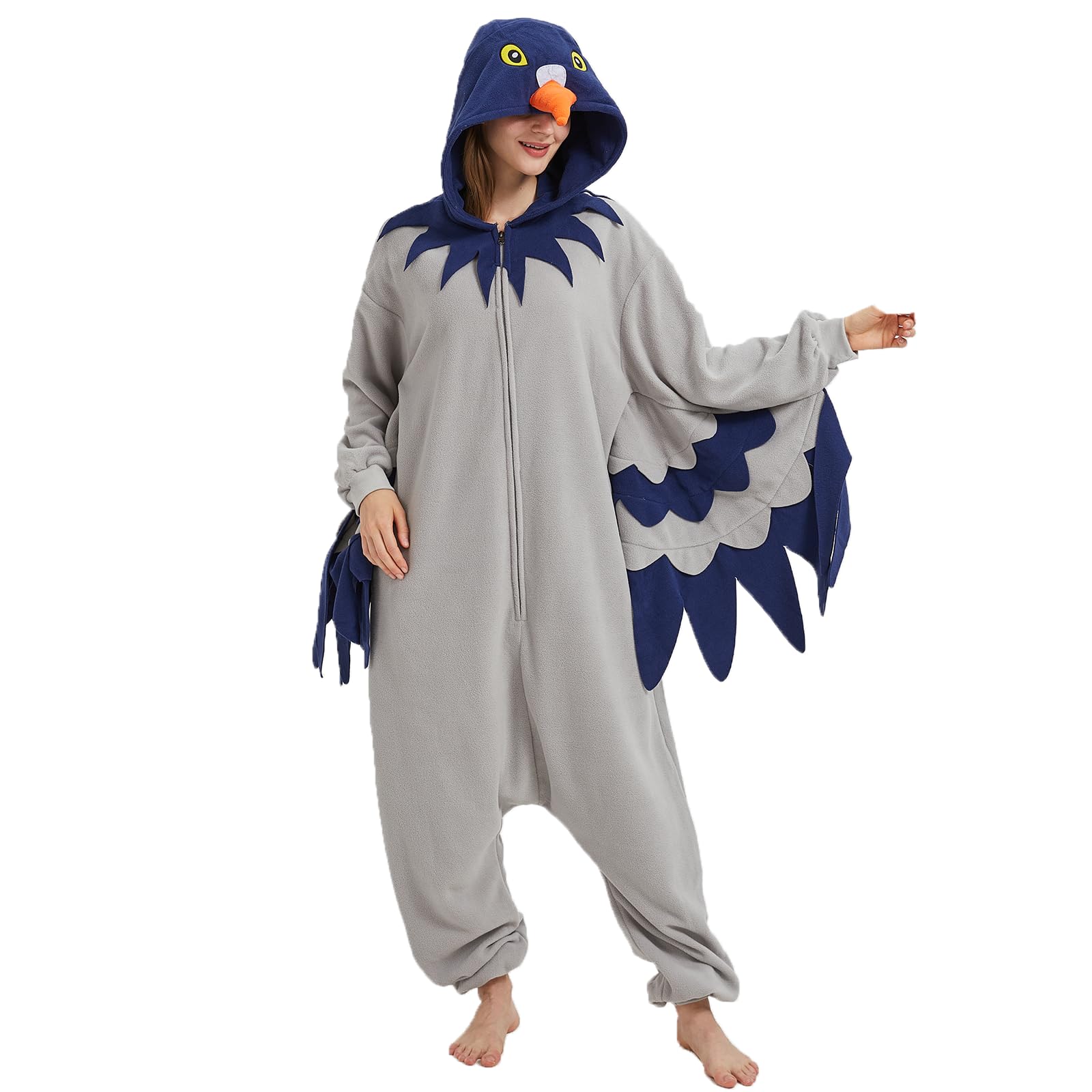 Adult Pigeon Onesie Costume – Realistic Bird Pajamas with Wings & Tail for Halloween & Cosplay