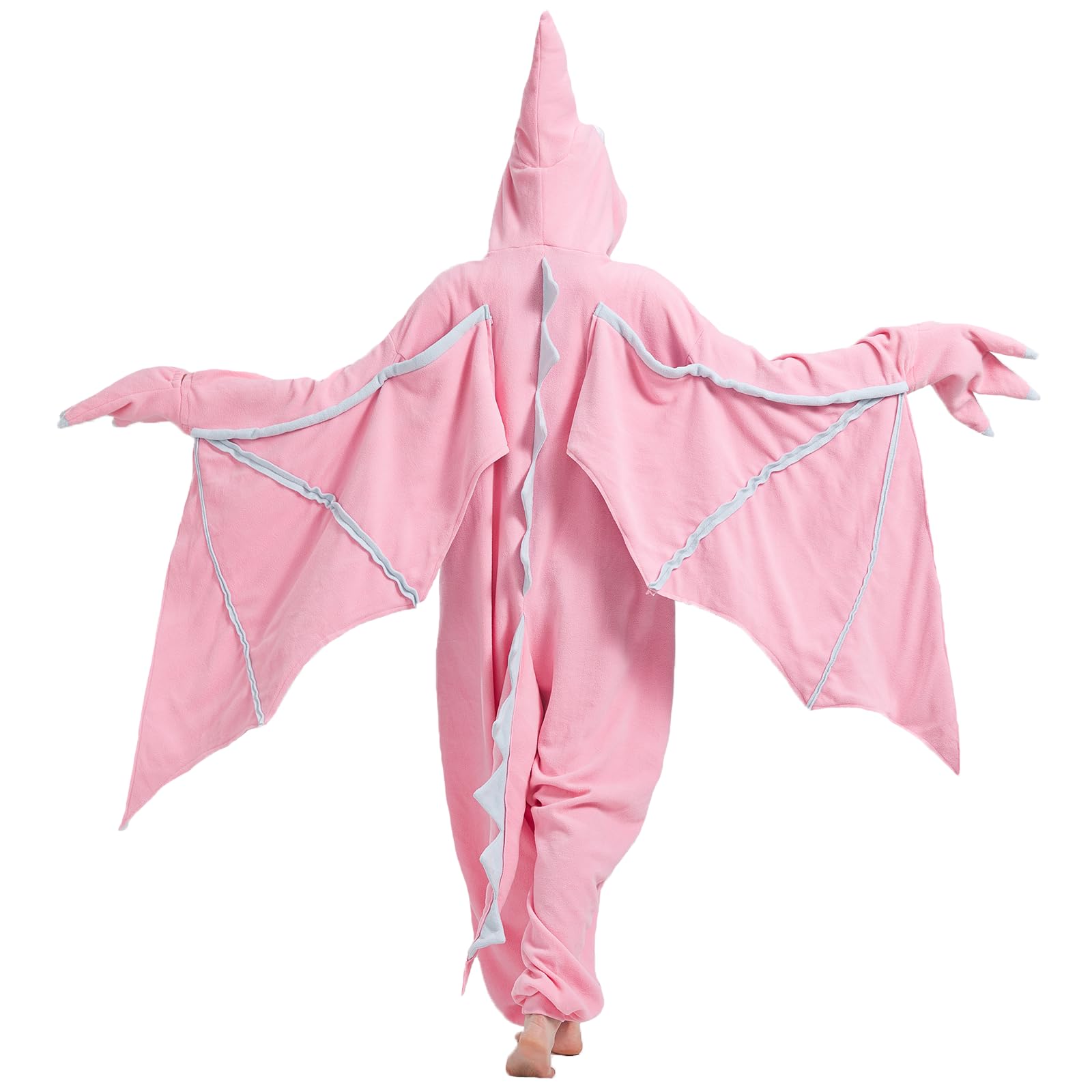 Adult Pink Pterosaur Onesie Costume – Prehistoric Flying Dinosaur Pajamas with Realistic Details for Halloween & Cosplay