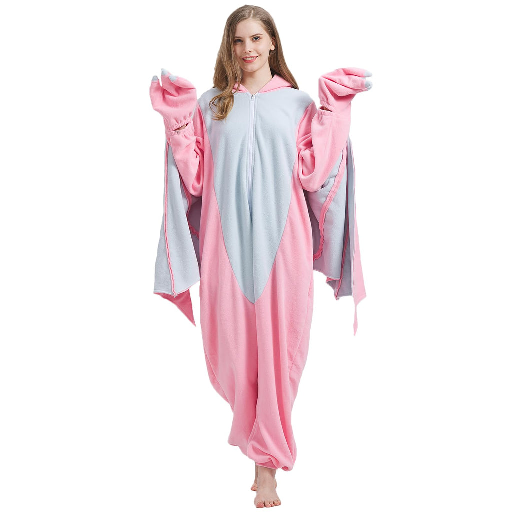 Adult Pink Pterosaur Onesie Costume – Prehistoric Flying Dinosaur Pajamas with Realistic Details for Halloween & Cosplay