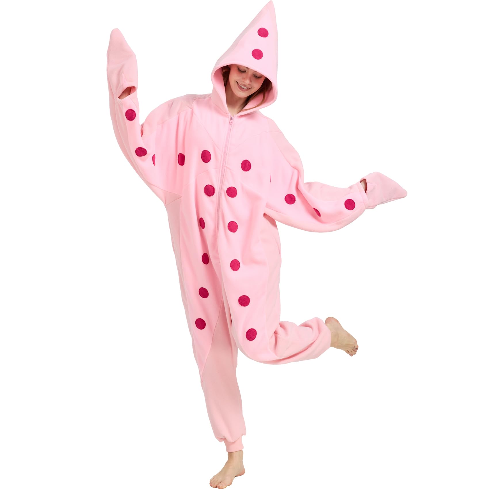 Adult Starfish Onesie Costume – Unique Sea Creature Pajamas with Detachable Gloves for Halloween & Cosplay