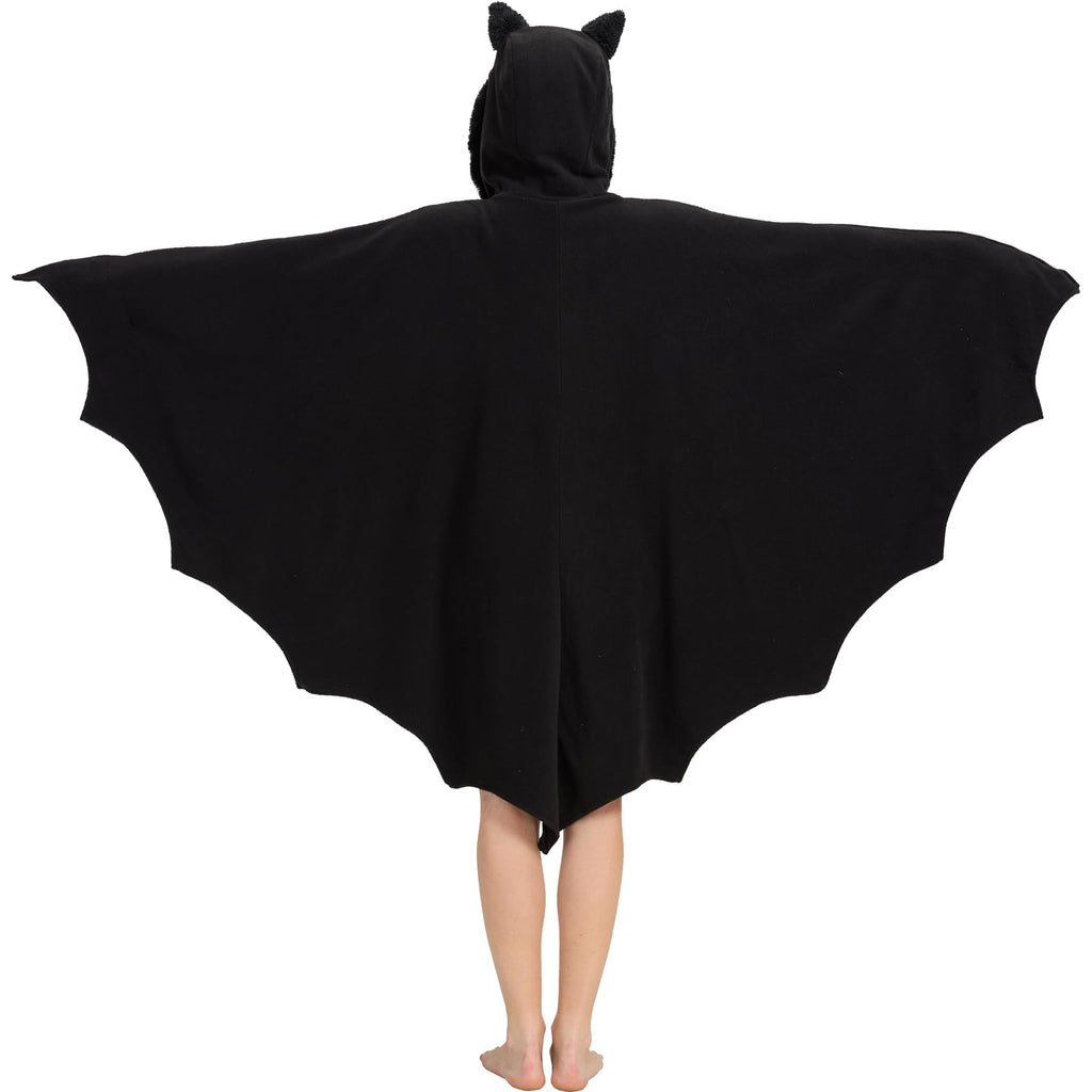 Bat Wing Hooded Cape – Cozy Gothic Bat Costume with Furry Hood & Wings for Halloween & Cosplay
