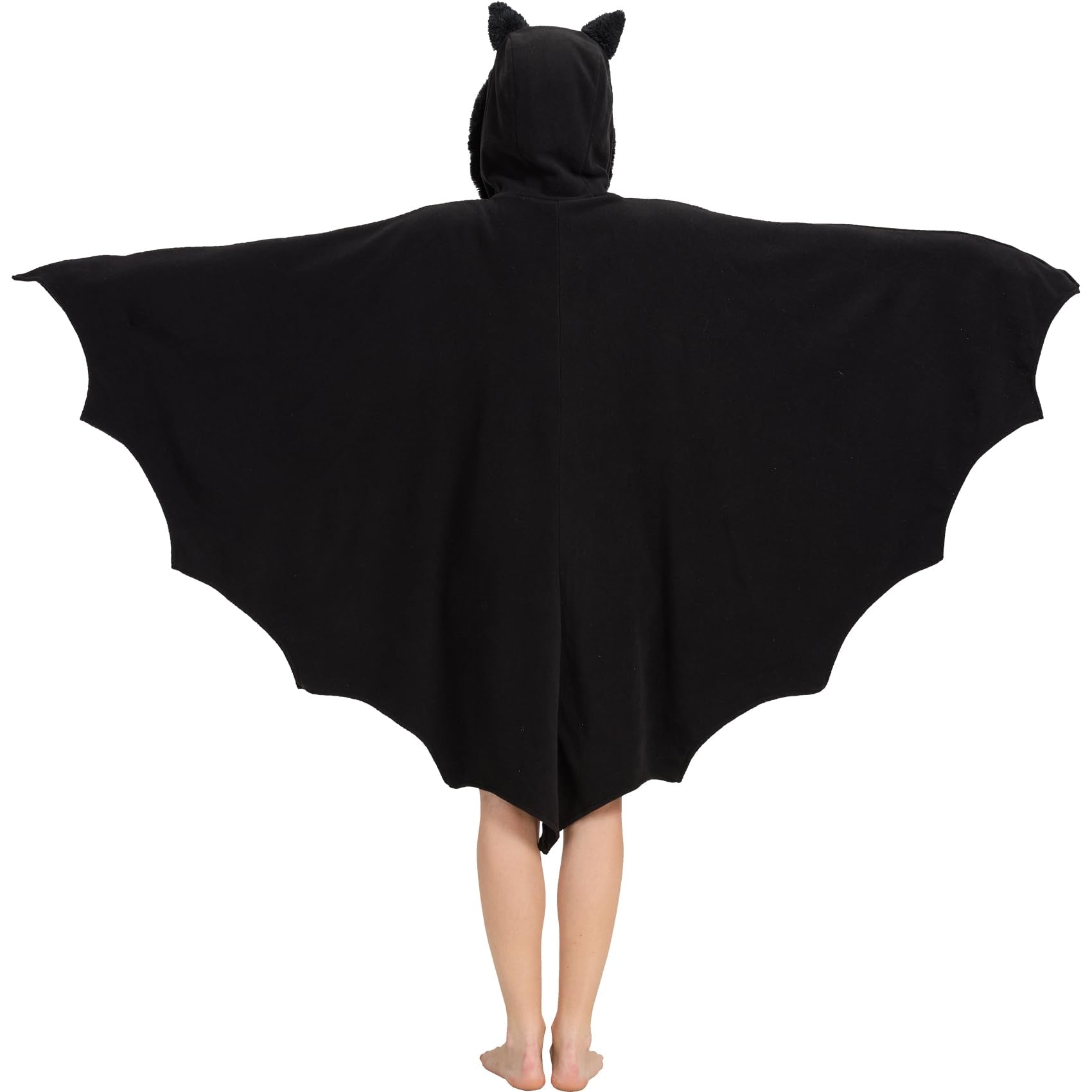Bat Wing Hooded Cape – Cozy Gothic Bat Costume with Furry Hood & Wings for Halloween & Cosplay