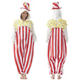 Adult Popcorn Onesie Costume – Funny Snack Pajamas with Unique Popcorn Design for Halloween & Costume Parties