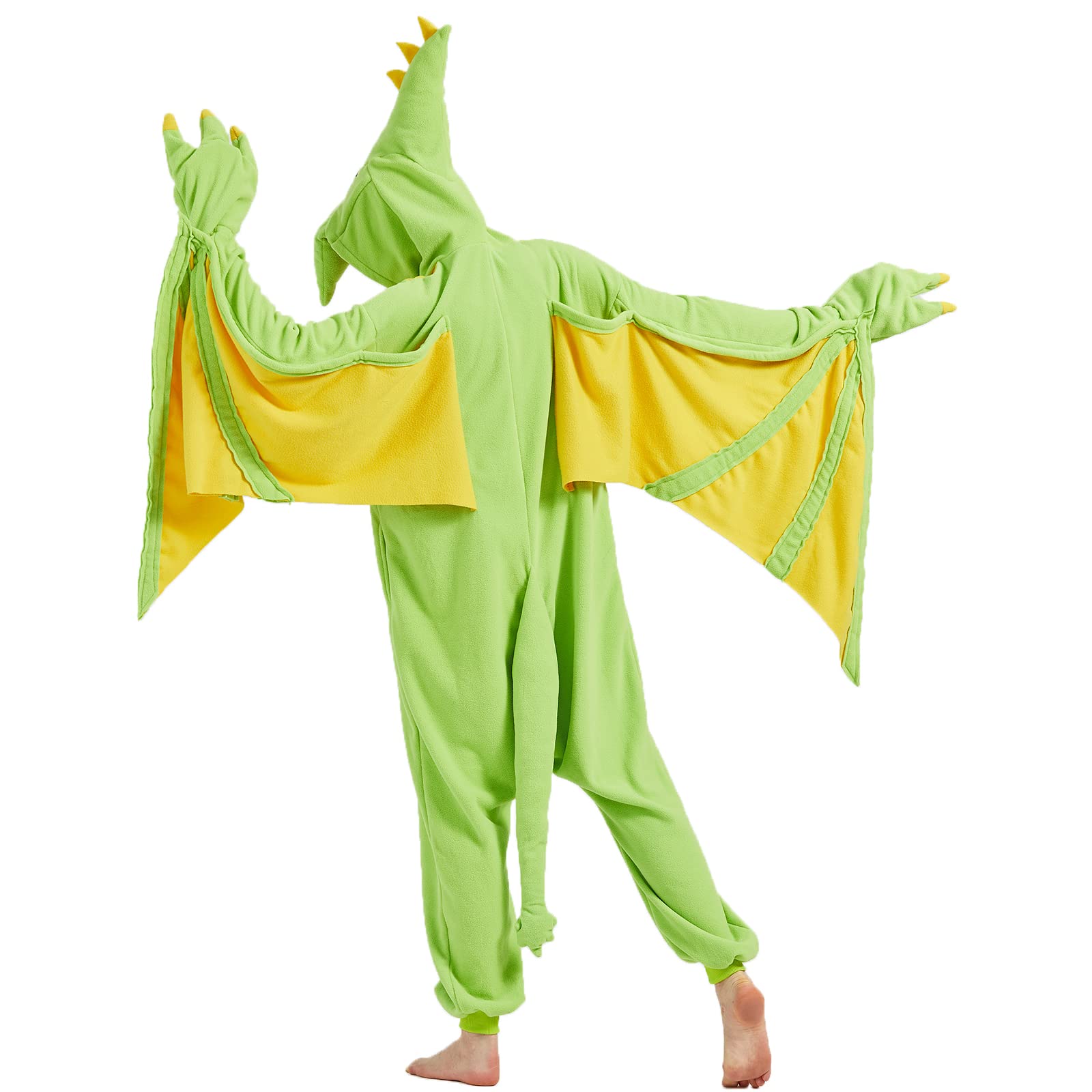 Adult Green Pterosaur Onesie Costume – Prehistoric Flying Dinosaur Pajamas with Realistic Details for Halloween & Cosplay