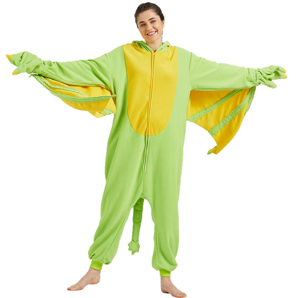 Adult Green Pterosaur Onesie Costume – Prehistoric Flying Dinosaur Pajamas with Realistic Details for Halloween & Cosplay