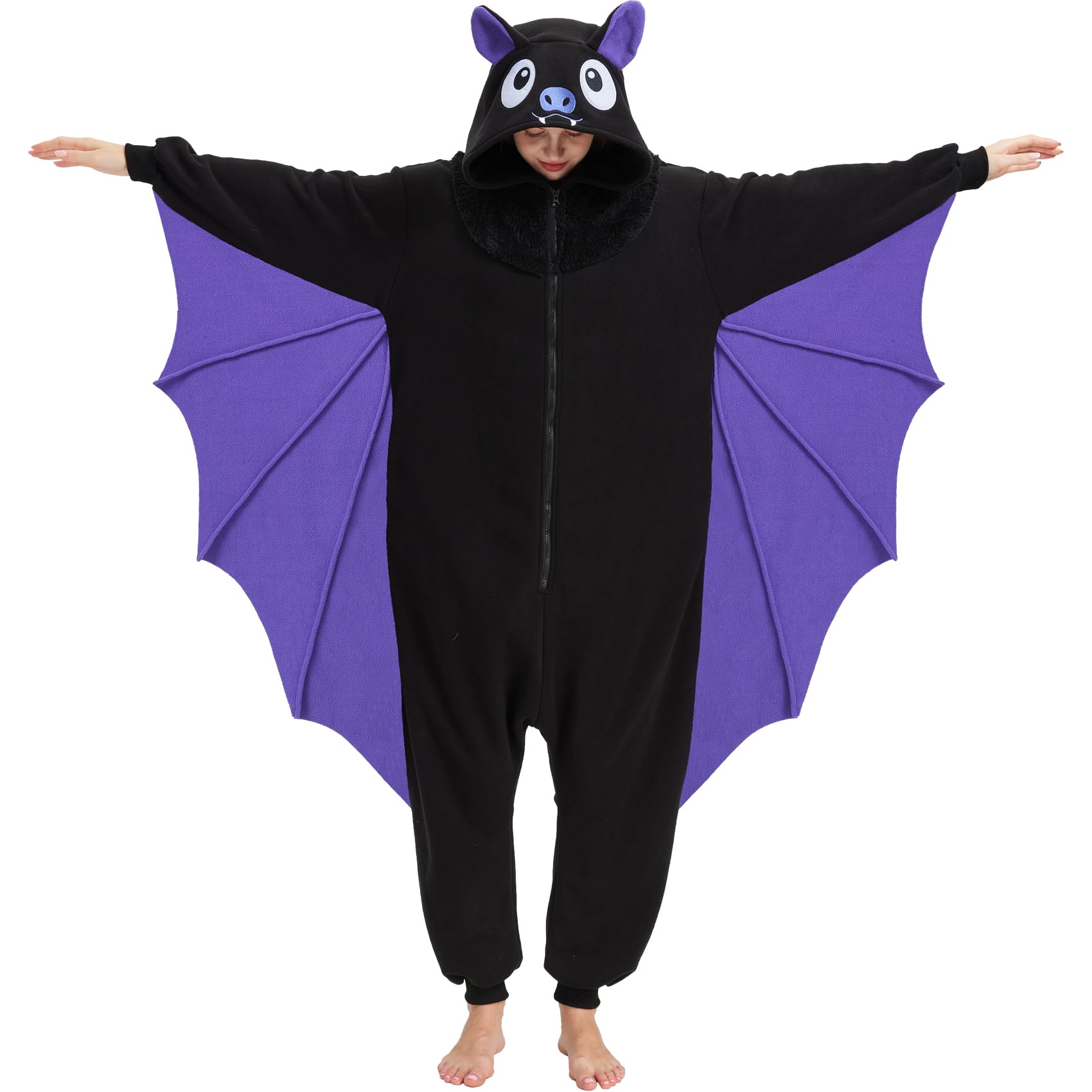 Adorable Bat Onesie Costume – Soft Polar Fleece Pajamas with Wings
