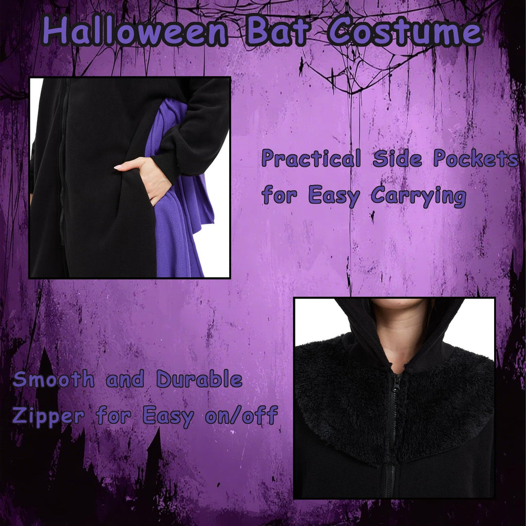 Adorable Bat Onesie Costume – Soft Polar Fleece Pajamas with Wings