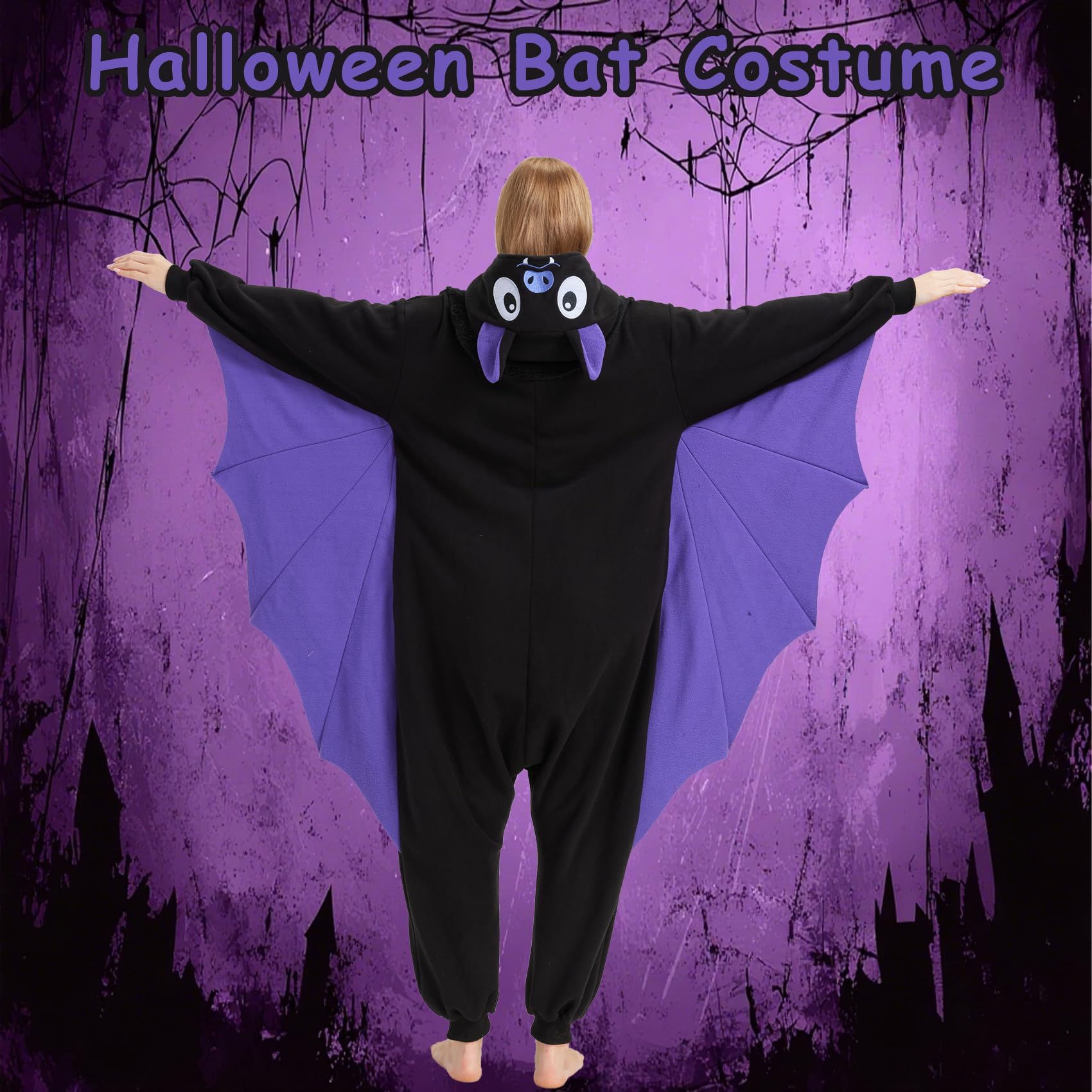 Adorable Bat Onesie Costume – Soft Polar Fleece Pajamas with Wings