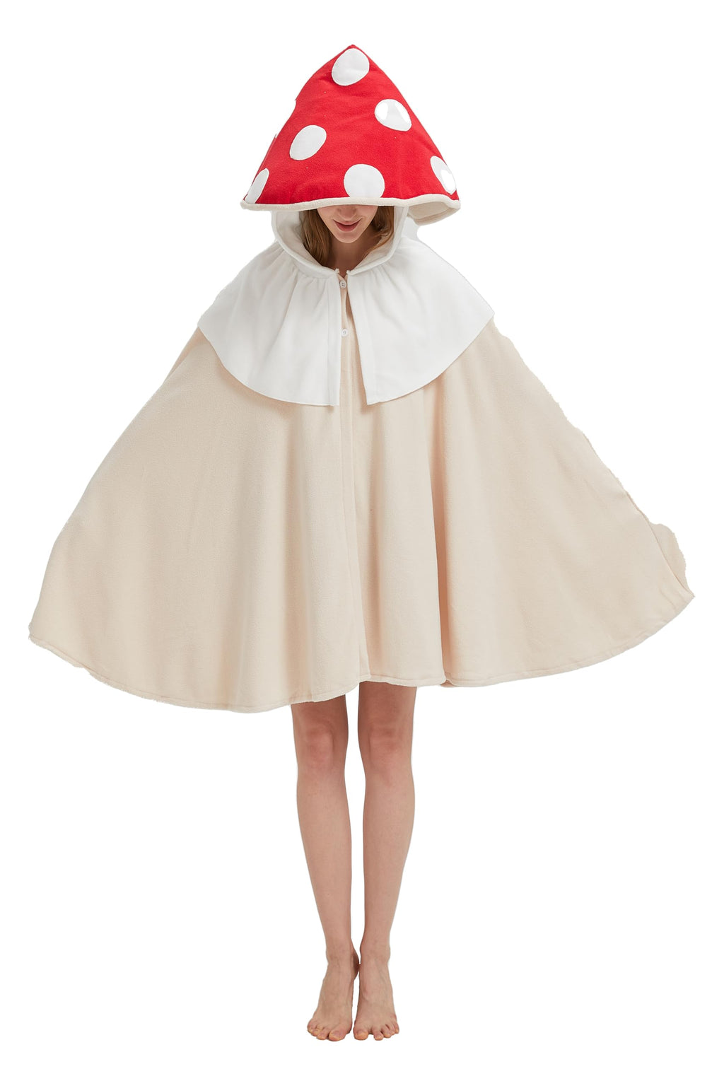 Adult Mushroom Hooded Cape Costume – Fairy Garden Cloak with Unique Mushroom Design for Halloween & Cosplay