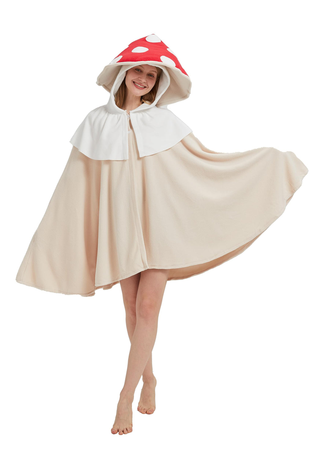 Adult Mushroom Hooded Cape Costume – Fairy Garden Cloak with Unique Mushroom Design for Halloween & Cosplay