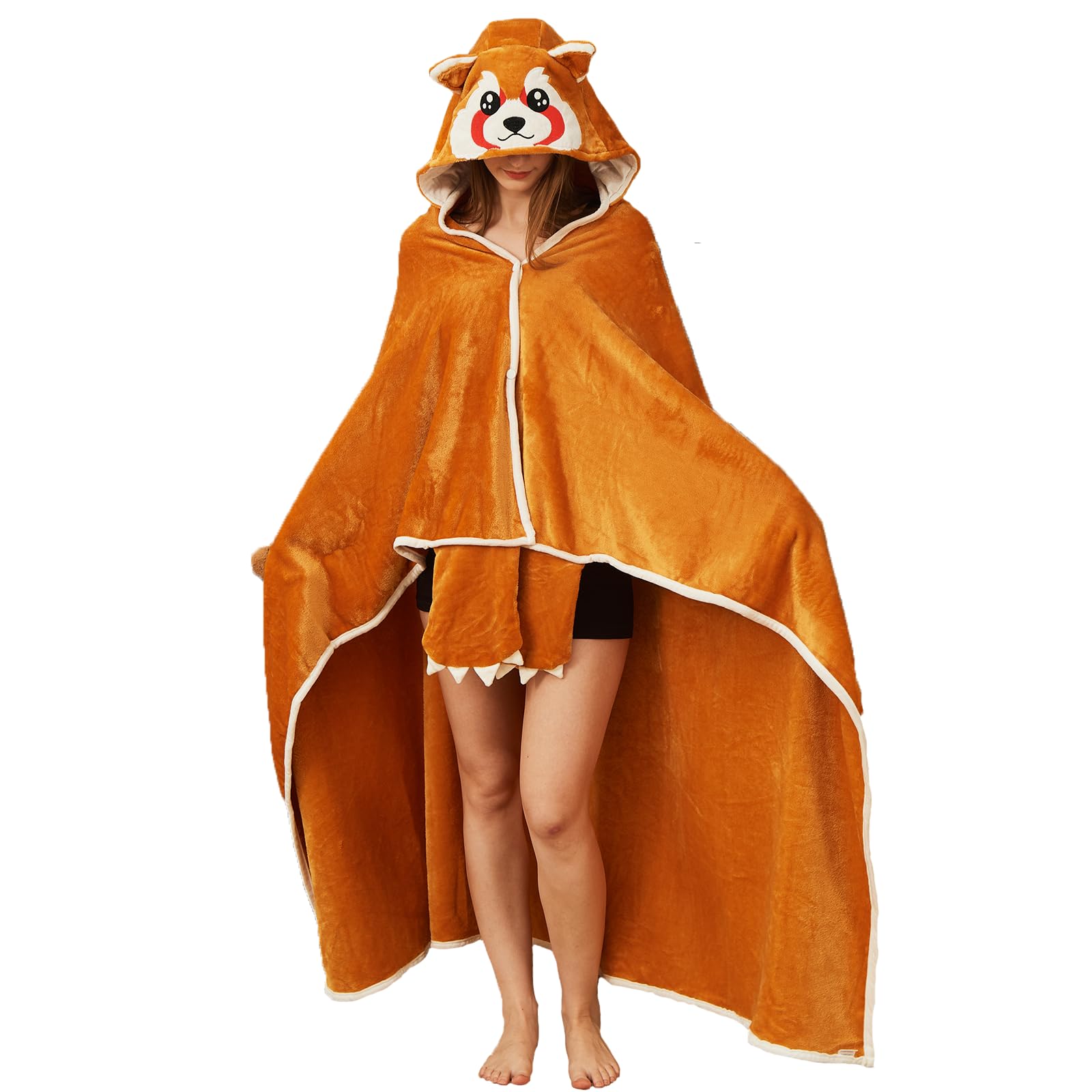 Red Panda Hooded Blanket – Wearable Cozy Cape for Adults, Soft Plush Throw with Adorable Animal Design for Home & Parties
