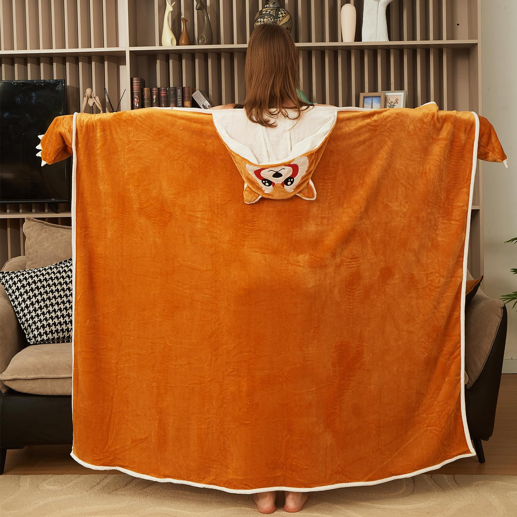Red Panda Hooded Blanket – Wearable Cozy Cape for Adults, Soft Plush Throw with Adorable Animal Design for Home & Parties
