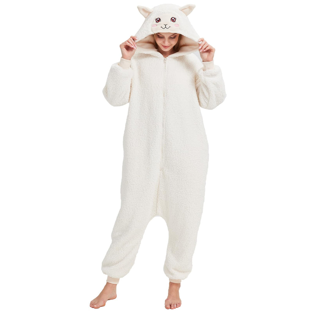 Funny Goat Onesie Costume – Soft Polar Fleece Animal Pajamas & Cosplay Suit