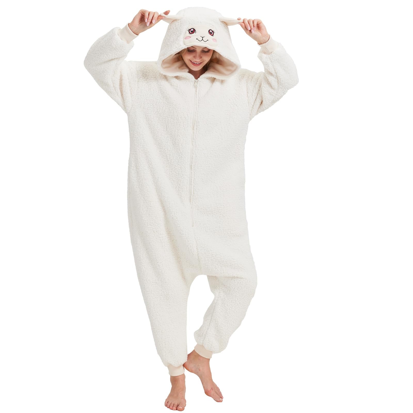 Funny Goat Onesie Costume – Soft Polar Fleece Animal Pajamas & Cosplay Suit