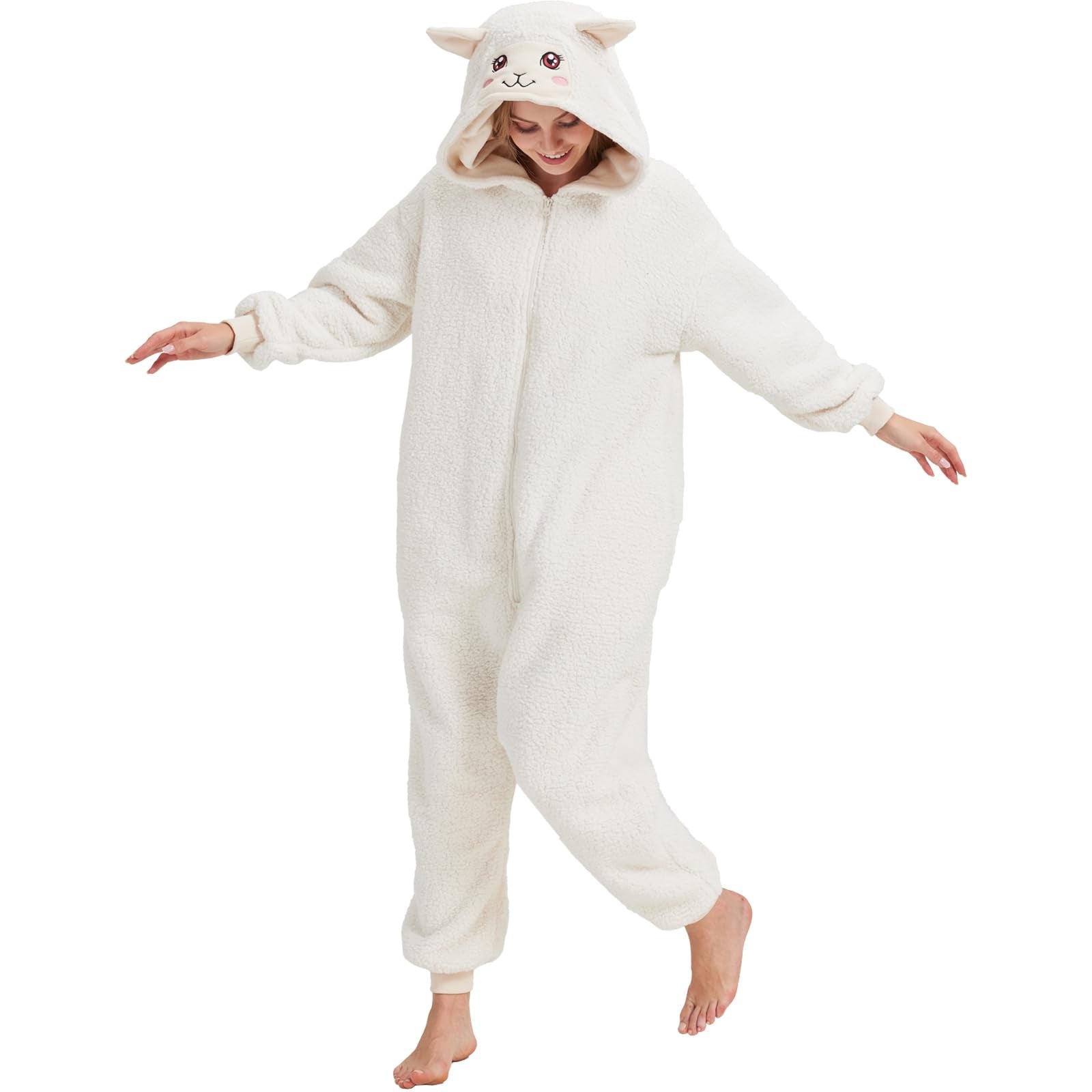 Funny Goat Onesie Costume – Soft Polar Fleece Animal Pajamas & Cosplay Suit