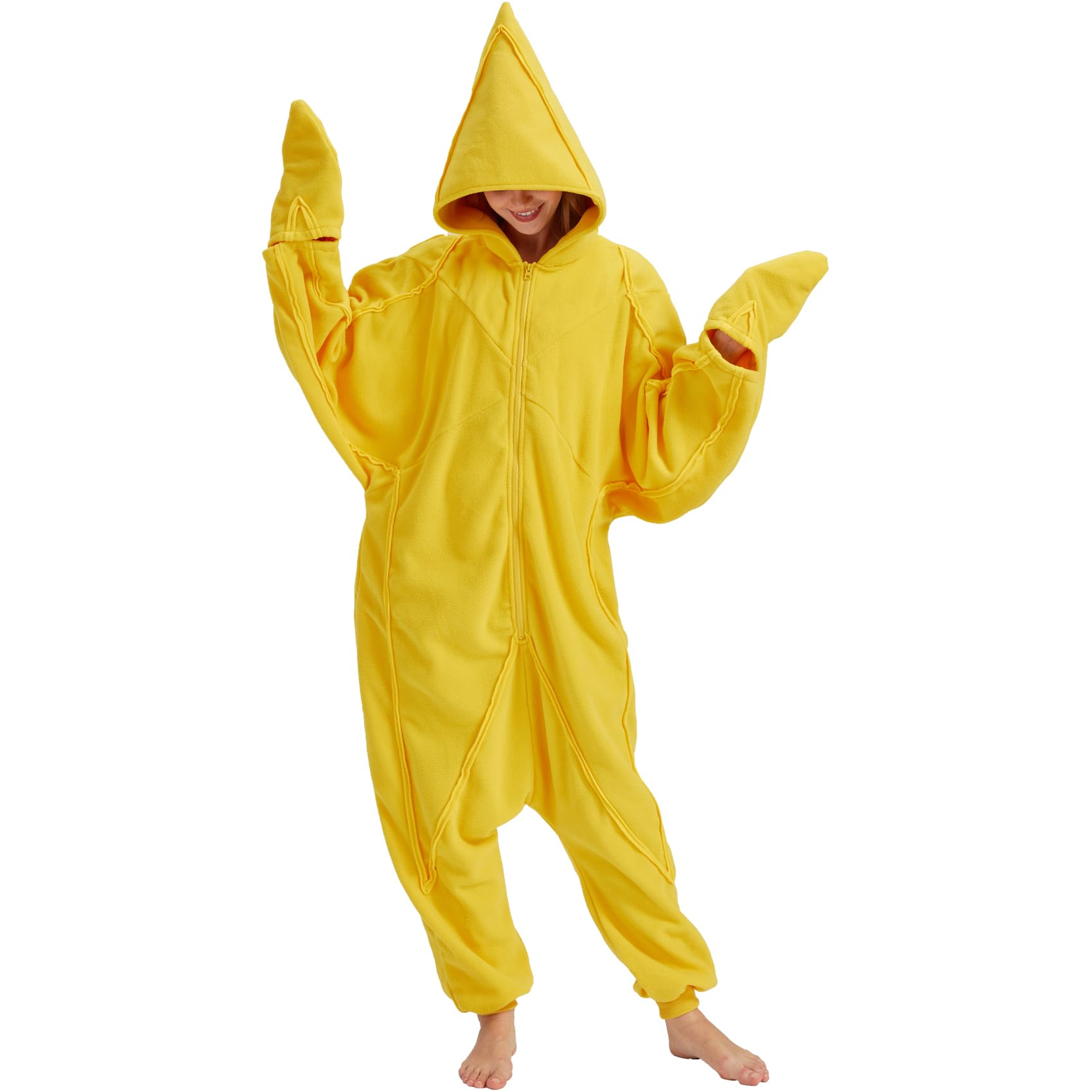 Adult Starfish Onesie Costume – Unique Sea Creature Pajamas with Detachable Gloves for Halloween & Cosplay