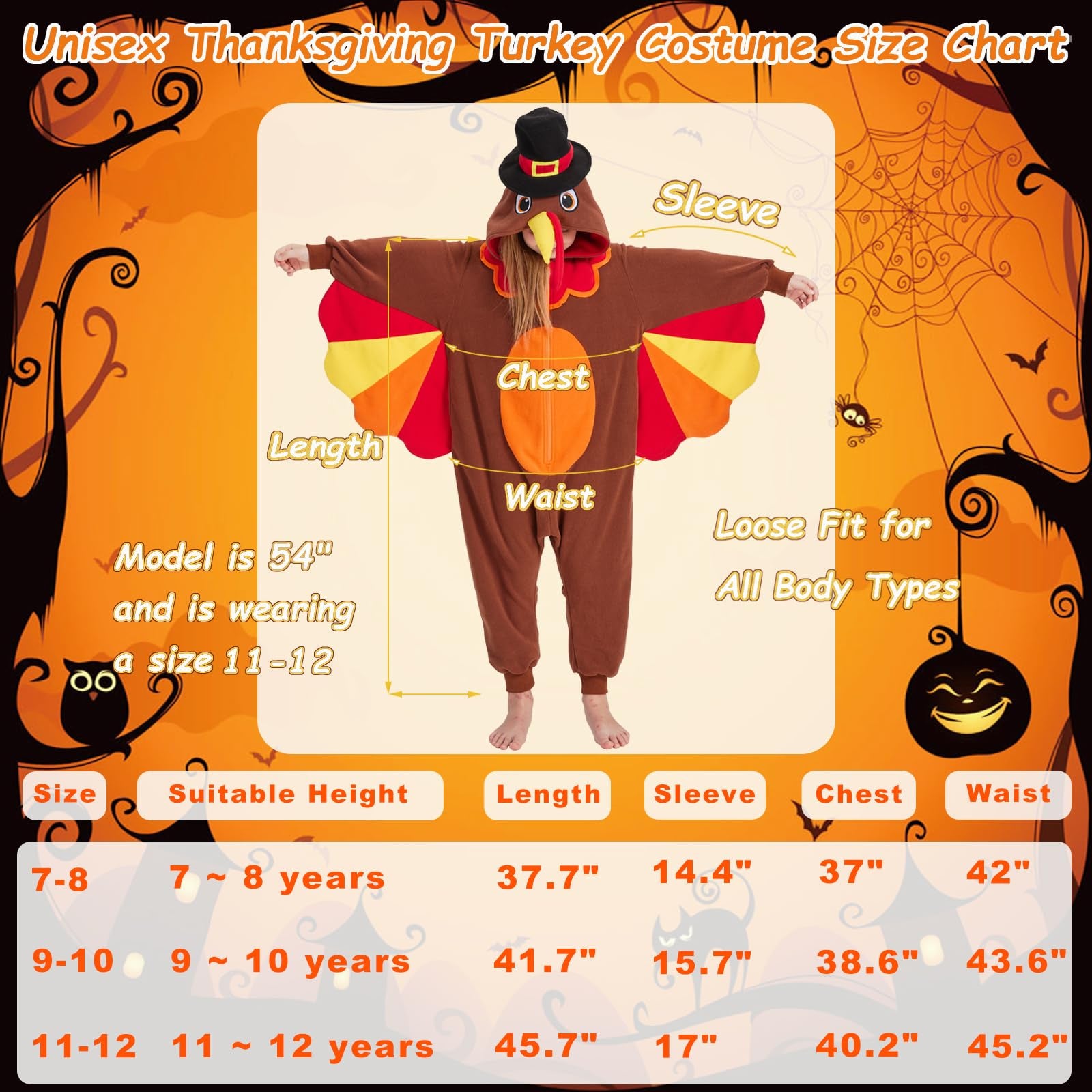 Cute Turkey Onesie Costume – Thanksgiving Polar Fleece Pajamas with Wings & Crown